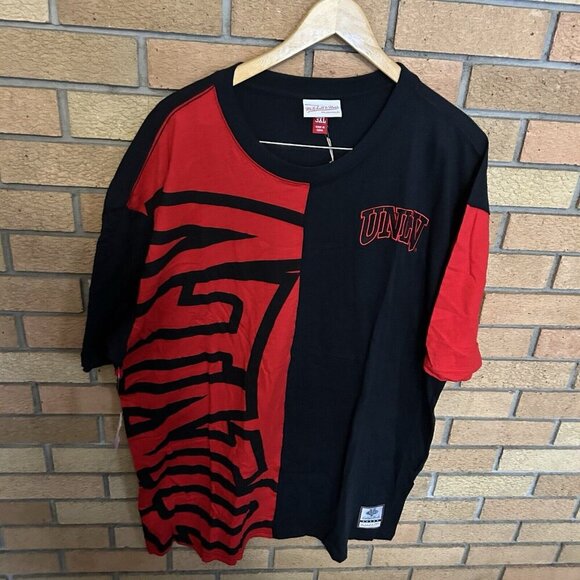 NWT Mitchell & Ness College UNLV Rebels Shirt Red And Black Colorblock Size 3XL - Picture 1 of 6